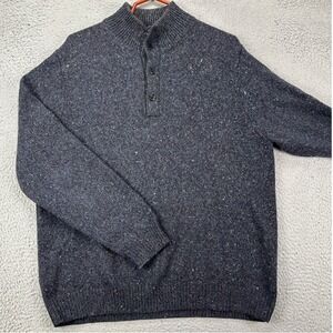 Brooks Brothers Cashmere Blend Sweater Knit Mens Large Blue Gray Quarter Button